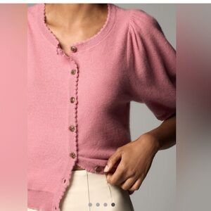 Anthropologie Maeve Puff Sleeve Cashmere cardigan sweater in pink small